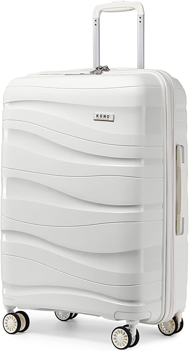 Kono Large Check in Luggage 28 inch Lightweight Polypropylene Hard Shell Suitcase with TSA Lock Spinner Wheels