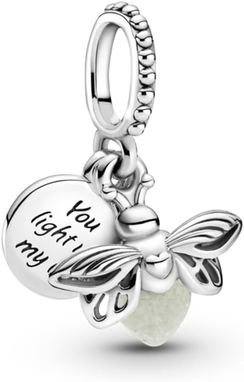 Pandora Glow-in-the-Dark Firefly Dangle Charm - Compatible Moments Bracelets - Jewelry for Women - Gift for Women - Made with Sterling Silver