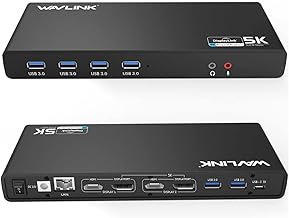 WAVLINK USB 3.0 and USB-C Dual 4K Display Universal Laptop Docking Station with DisplayPort and HDMI Docking Staion Dual Monitor for Mac, Windows(2 HDMI, 2 DP, Gigabit Ethernet, 6 USB 3.0, Audio)