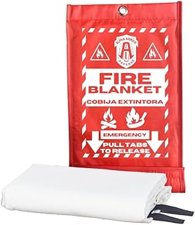 Fire Blanket: Home & Kitchen Fire Extinguisher, Emergency Fireproof Safety Blanket for Camping, Car, Office, 100% Fiberglass, Flame Retardant, Prepared Hero, Thermal, Kit (1 Pack)