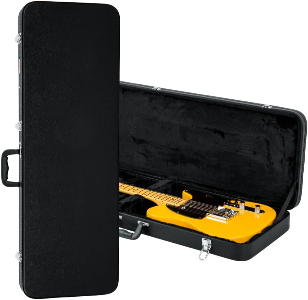 Gator Cases Hard-Shell Wood Case for Standard Electric Guitars, Fits Fender Strat/Tele Style (GWE-ELEC)