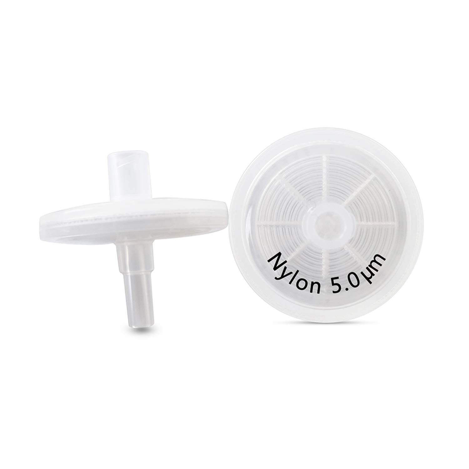 Nylon Syringe Filters [Wettability: Hydrophilic Nylon Membrane] 25mm Diameter 5.0 μm Pore Size Laboratory Filters by Allpure Biotechnology (Pack of 100) (Nylon, 5.0 μm)