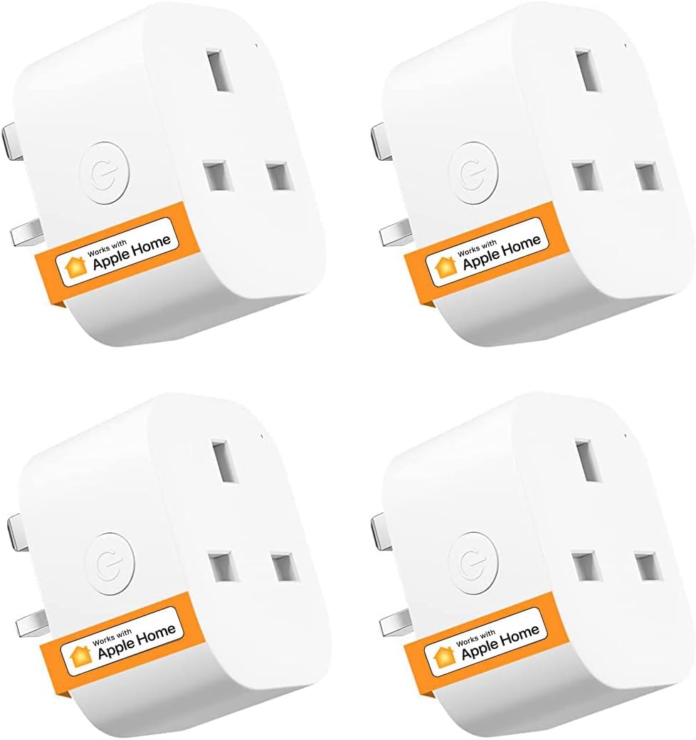 Smart Plug Works with Alexa, Apple HomeKit Siri, Google Home - Refoss Wifi Plug Alexa Smart Sockets Support App Remote Control, Voice Control, Timer, Offline Control, 13A, No Hub Required - 4 Pack