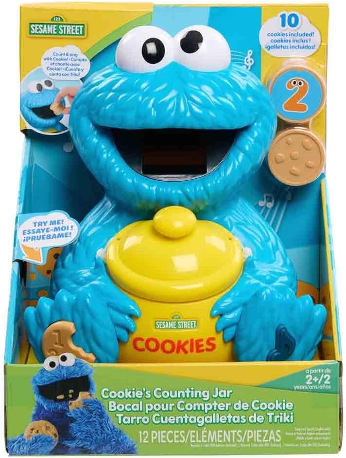 Sesame Street Cookie's Counting Jar, 12-Pieces, 20+ Phrases and Sounds, Learning and Education, Kids Toys for Ages 2 Up by Just Play