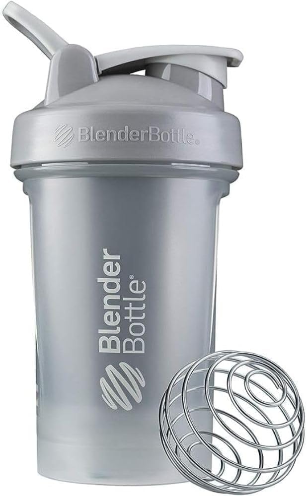 BlenderBottle Classic V2 Shaker Bottle with Stainless Steel Ball, For Protein Shakes, Dishwasher Safe, 590ml, Pebble Grey