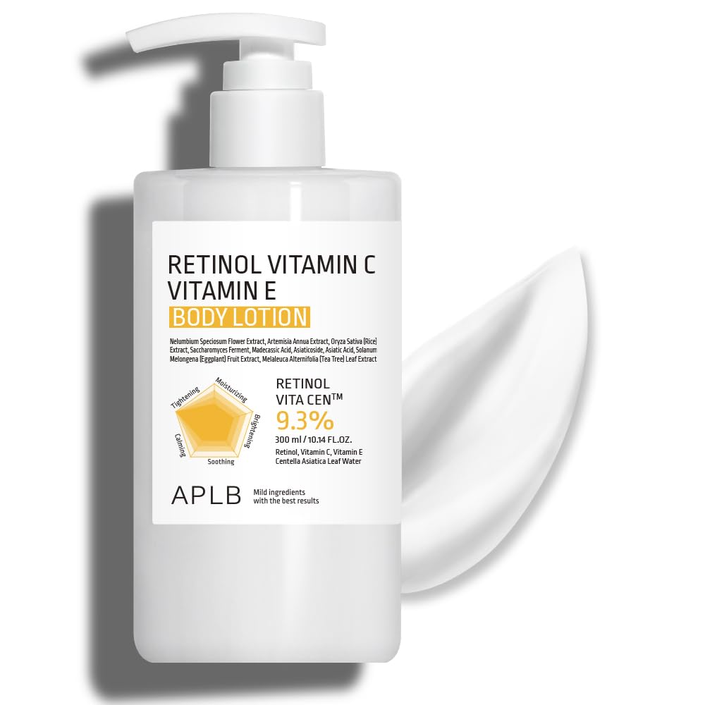 APLB Retinol Vitamin C Vitamin E Body Lotion | RETINOL VITA CEN™ 9.3% 10.14 FL.OZ/Korean Skincare, Long lasting hydration, Wrinkle Care, Revitalize for gentle and improve skin texture