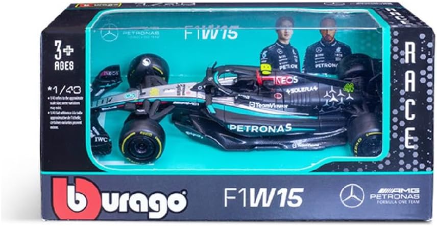 Bburago F1 Formula 1 MERCEDES AMG W15 (2024) - HAMILTON - 1:43 Scale - Incredibly Detailed Die-Cast Replica Collectible Race Car Model, Multiple Colours