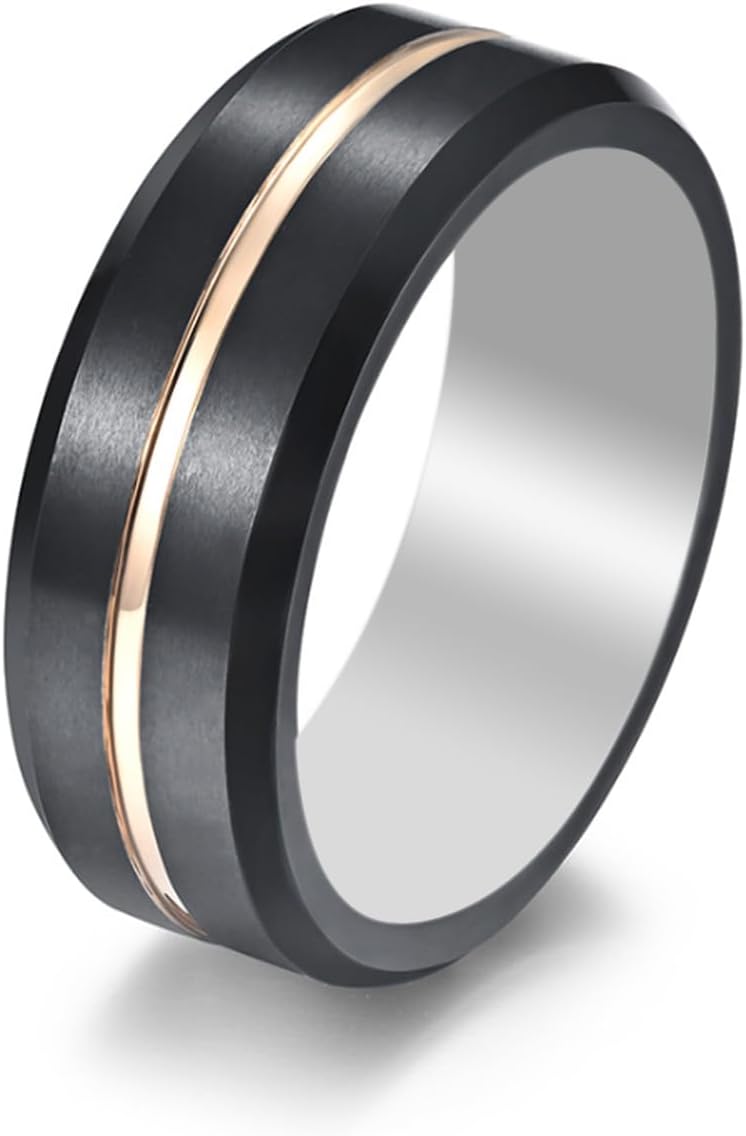Waterproof Tungsten Steel NFC Forum Type 2 215 496 Bytes Chip Universal for Mobile Phone All-Round Sensing Technology Wearable Smart Ring（Black Gold Tungsten NFC ring-20mm）