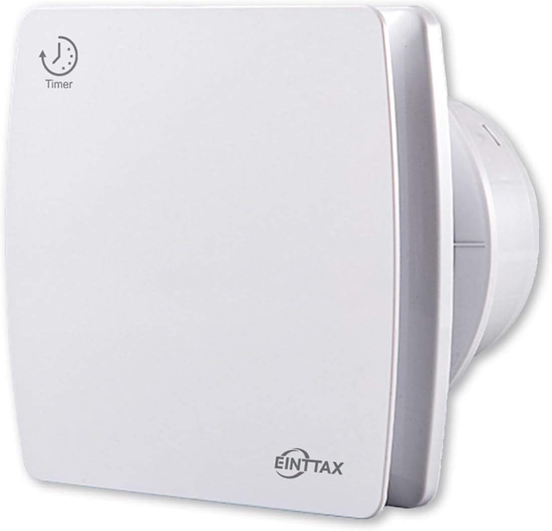 4 Inch Exhaust Fan, 56CFM Wall Mount Bathroom Exhaust Fan with Timer and Backdraft Damper, Quiet Window Mount Extractor Ventilation Fan for Bathroom Kitchen Garage, 12W, White