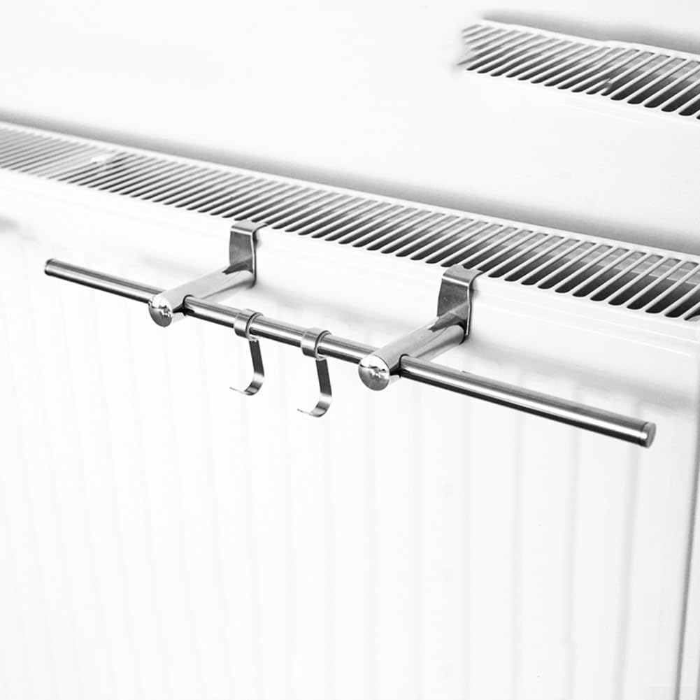 Zeroupshop Radiator Towel Rail Stainless Steel Adjustable Hanging Drying Rack For Bathroom Home Laundry Clothes Heating Warmer(60cm)