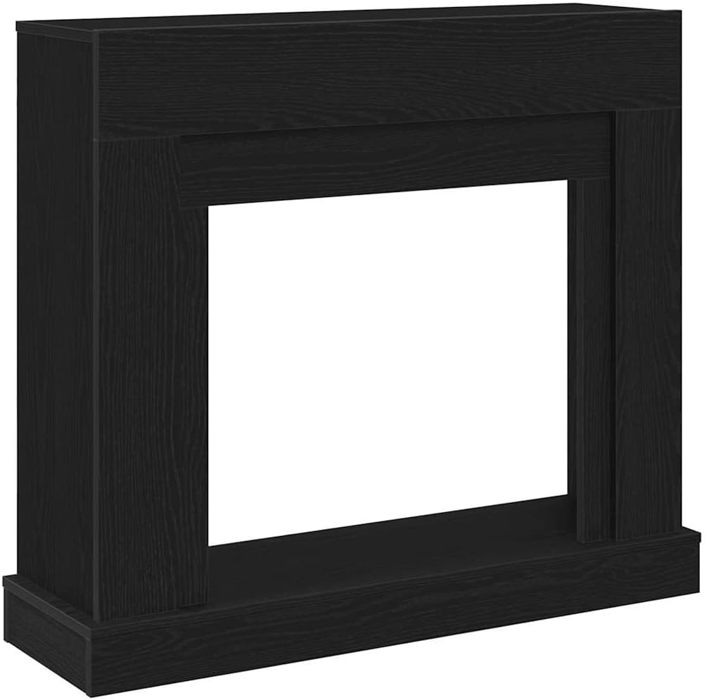 vidaXL Black Oak Fireplace Surround/Engineered Wood Mantel - 100x30x87.5 cm, LED Compatible, Decorative Mantel Shelf for Living Room