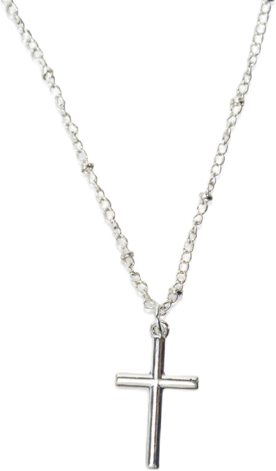 Silver Minimalist Cross Pendant – Delicate Waterproof Jewelry for Everyday Wear, Versatile Gifts for All Ages (Chain Included)