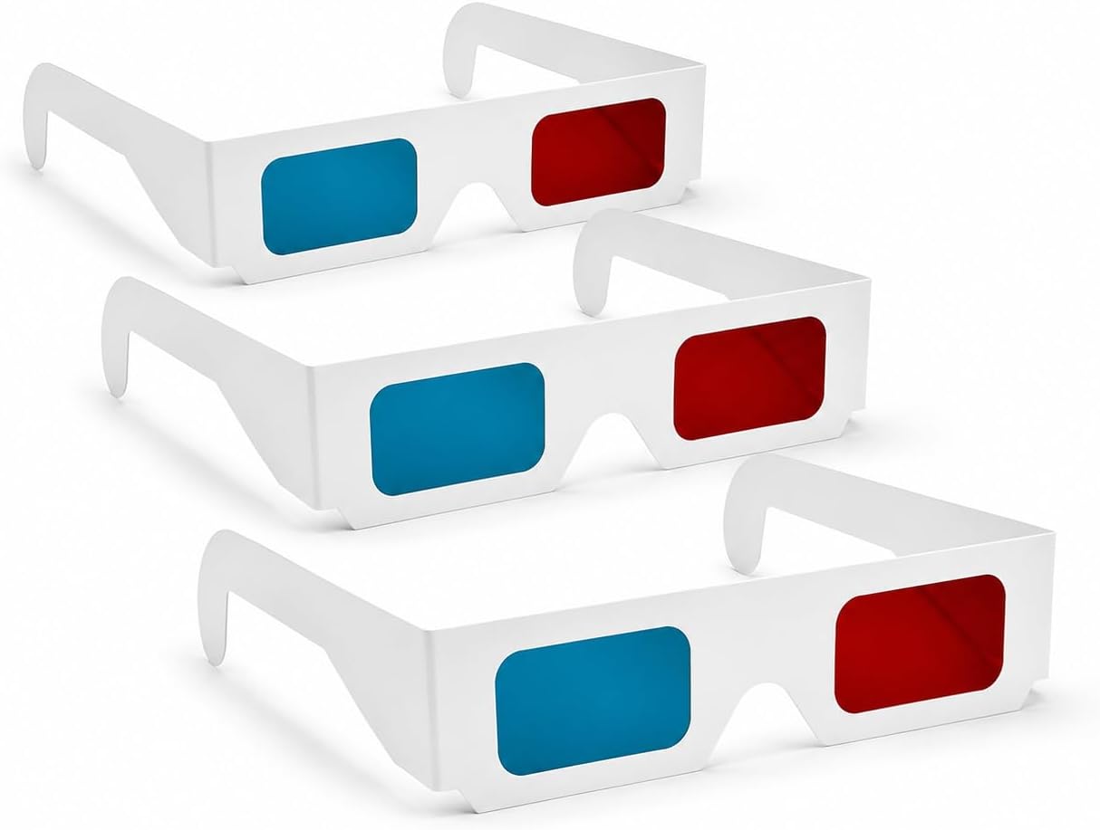 Red/Cyan Anaglyph 3D Glasses for Movies Books and Prints