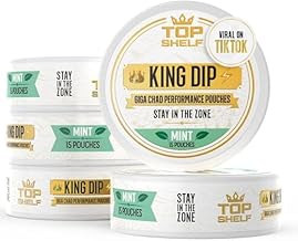 Top Shelf King Dip, Nootropic Energy Caffeine Pouches for Alpha Performance, Focus & Nitric Oxide Neuro Brain Supplement | Coffee Pouch Alternative, 15 sv, (5 Pack)