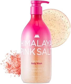 Daily Scrub & Body Wash - Exfoliating Body Scrub, Dead Sea Salt & Himalayan Pink Salt, Natural Moisturizing Body Wash, Retinol & Hyaluronic Acid Shower Gel, Korean Skincare 21.1oz