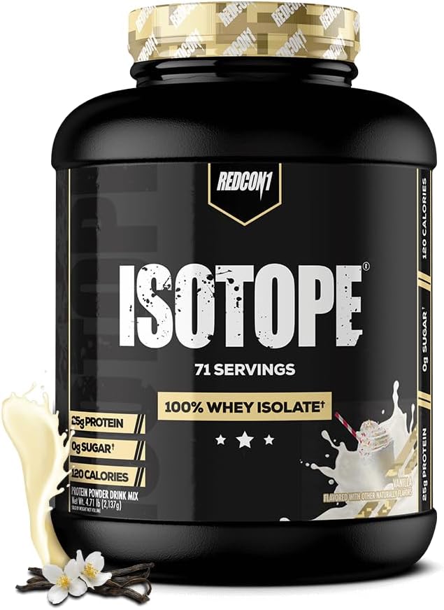 REDCON1 Isotope 100% Whey Isolate, Vanilla - Keto Friendly Whey Protein Powder - Low Carb + Zero Added Sugar Whey Protein Isolate - Keto Protein Powder (71 Servings)