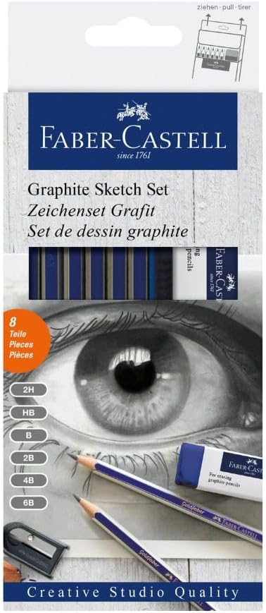 Faber-Castell Creative Studio Goldfaber Sketch Set, Graphite, Graphite Sketch Set, for Art, Craft, Drawing, Sketching, Home, School, University, Colouring