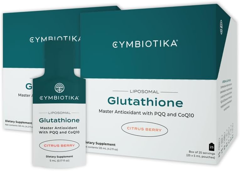 CYMBIOTIKA Liposomal Glutathione Supplement – PQQ, CoQ10 & Antioxidants for Detox, Brain, Energy, Immune Support – Advanced Absorption for Cellular Health & Longevity, Citrus Berry, 2 Month Supply