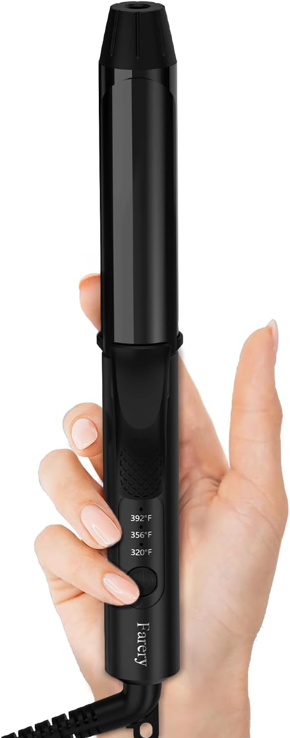 Travel Curling Iron, 1 Inch Mini Curling Iron Travel Size with 3 Adjustable Temp, Ceramic Mini Hair Curler with Keratin&Argan Oil Infuse, Dual Voltage, Includes Storage Bag