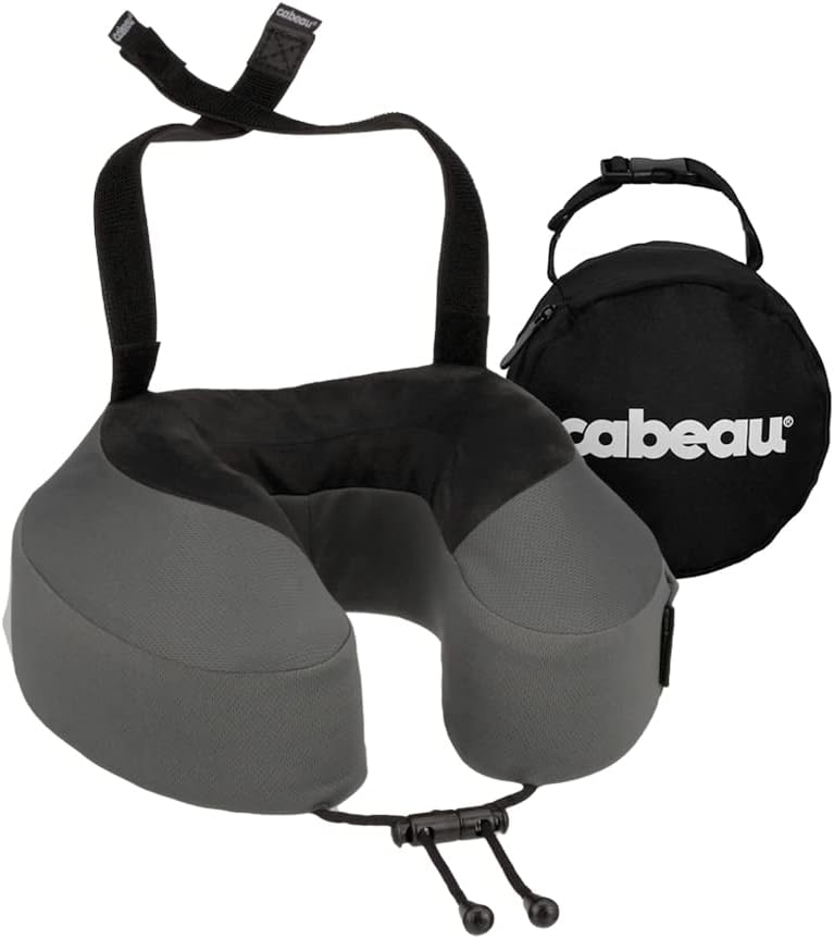 Cabeau Evolution S3 Travel Pillow – Straps to Airplane Seat – Ensures Your Head Won’t Fall Forward – Relax with Plush Memory Foam – Quick-Dry Fabric Keeps You Cool and Dry (Steel)…