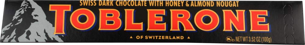 Toblerone Swiss Dark Chocolate with Honey and Almond Nougat, 3.52-Ounce Bar (Pack of 12) by Toblerone