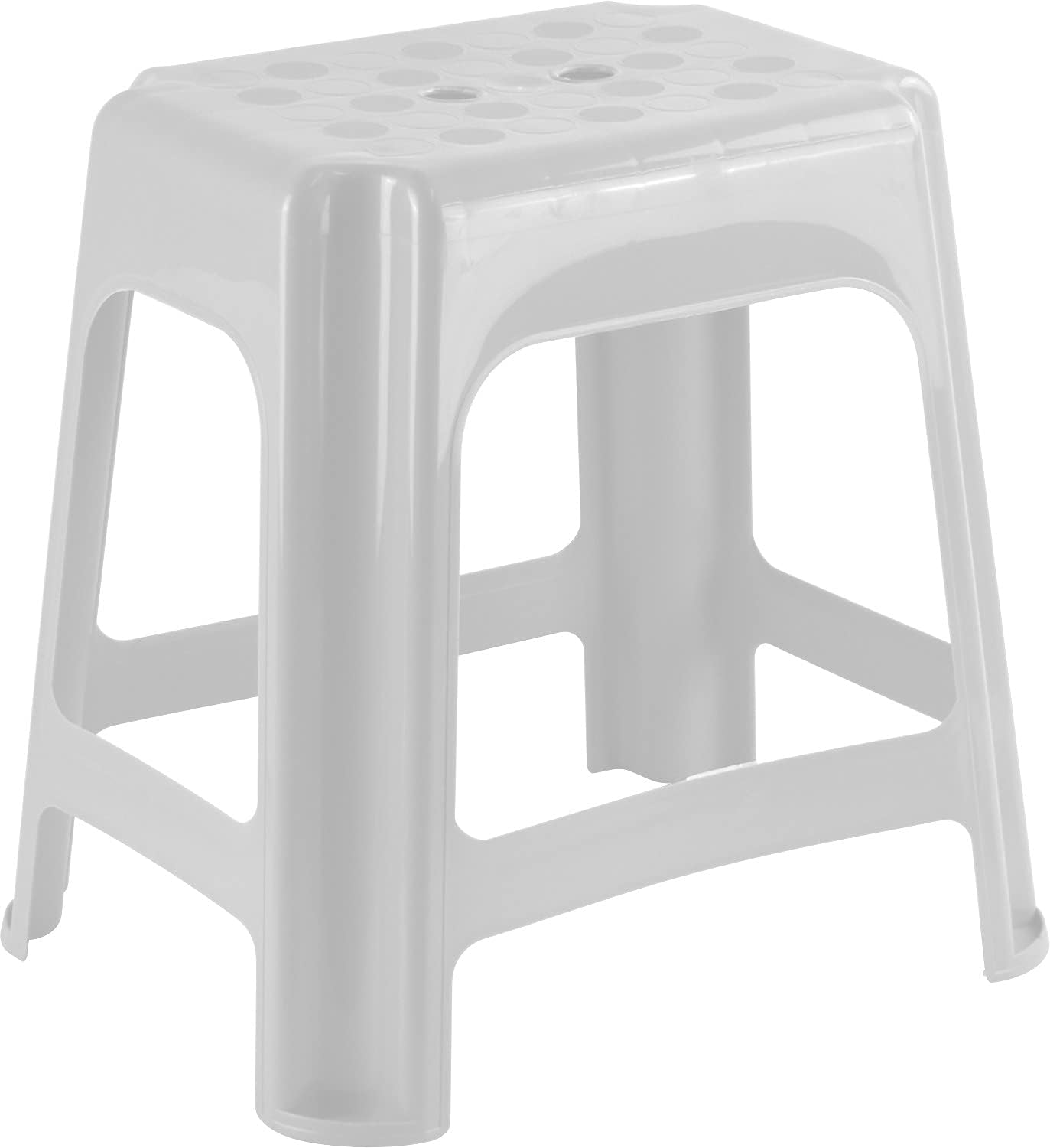 Sterling Ventures Sturdy Large Plastic Sitting Stool Stackable Design 34 x 42 x 42cm (White)