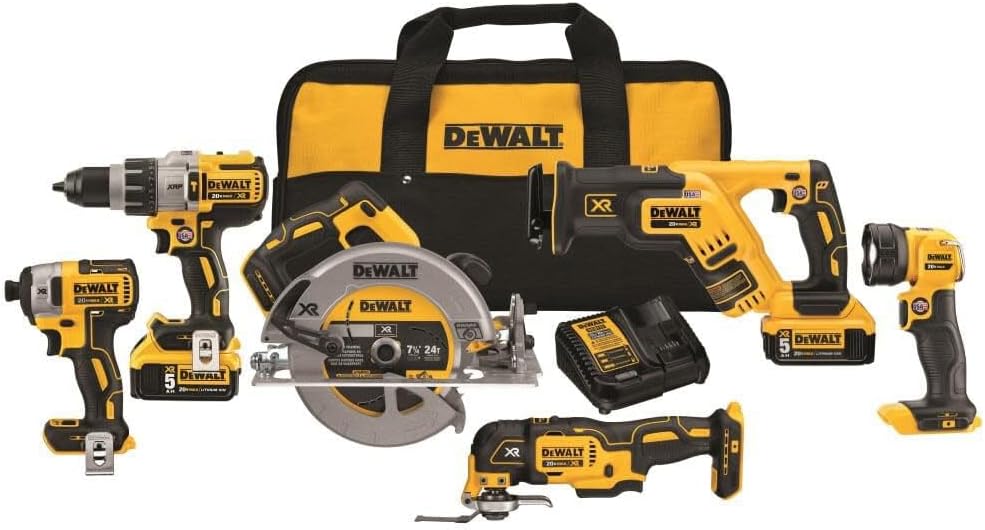 DEWALT 20V MAX Power Tool Combo Kit, 6-Tool Cordless Power Tool Set with 2 Batteries and Charger (DCK694P2)