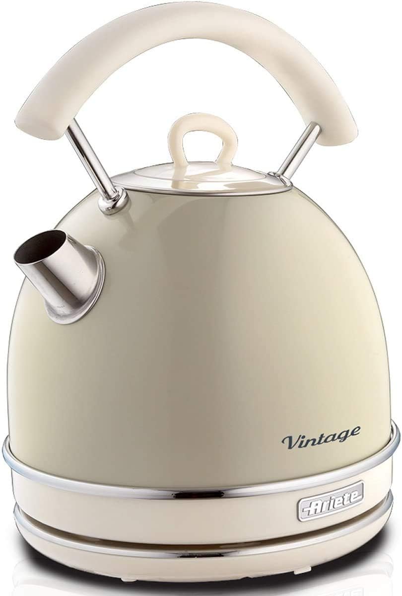 Ariete 2877/03 Retro Style Cordless Dome Kettle, Removable and Washable Filter, 1.7 Litre Capacity, 360 ° Rotating Base, Visible Water Level, Vintage Design, Beige