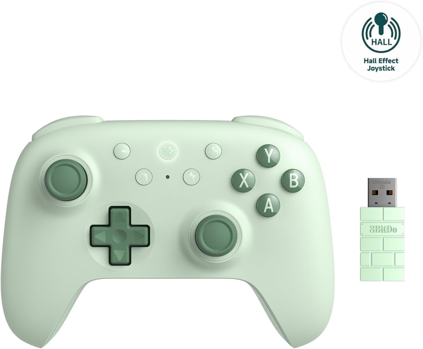 8Bitdo Ultimate 2C Wireless Controller for Windows PC and Android, with 1000Hz Polling Rate, Hall Effect Joysticks and Hall Triggers, and Remappable L4/R4 Bumpers, Turbo Function (Green)