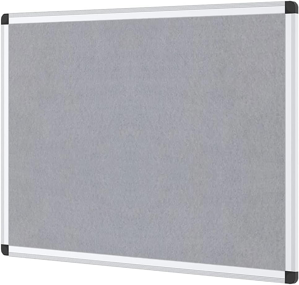 VIZ-PRO Notice Board Felt Grey, Silver Aluminium Frame, 90 X 60 cm
