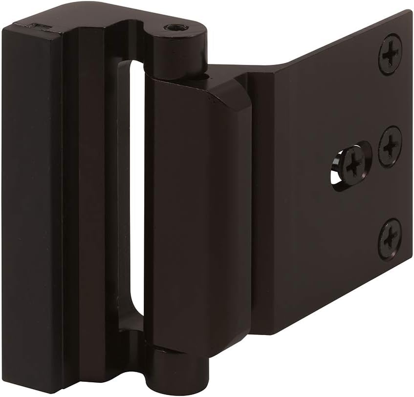 Prime-Line U 11126 Door Reinforcement Lock – Add Extra, High Security to your Home and Prevent Unauthorized Entry – 3 In. Stop, Aluminum Construction, Bronze (Single Pack)