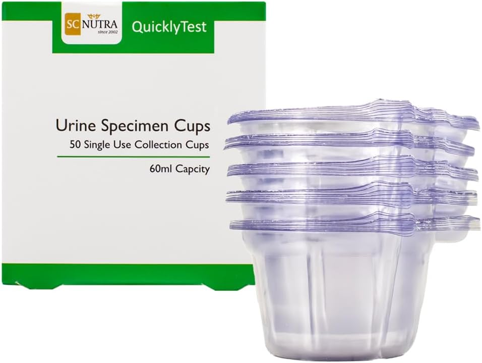 sc nutra Quickly Test Urine Specimen Collection Cups | 60ml Capcity | Pregnacy, UTI, Cystitis Testing