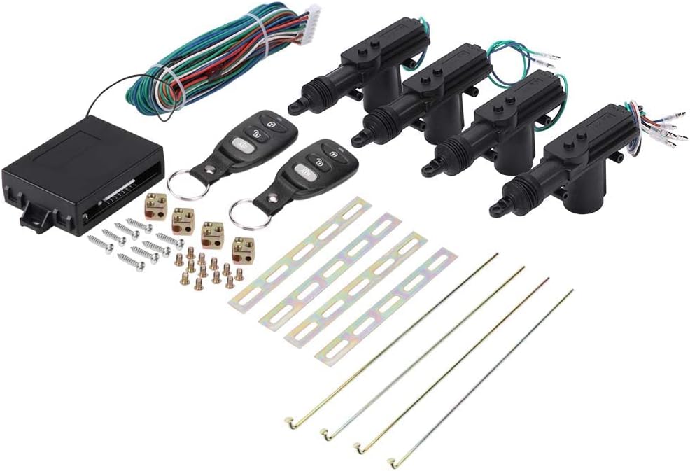 Car Central Locking Kit, Remote Control 4 Door Car Central Lock, Keyless Entry Door Lock Car Universal Car Central Locking, Auto Locking Security Keyless Entry Kit