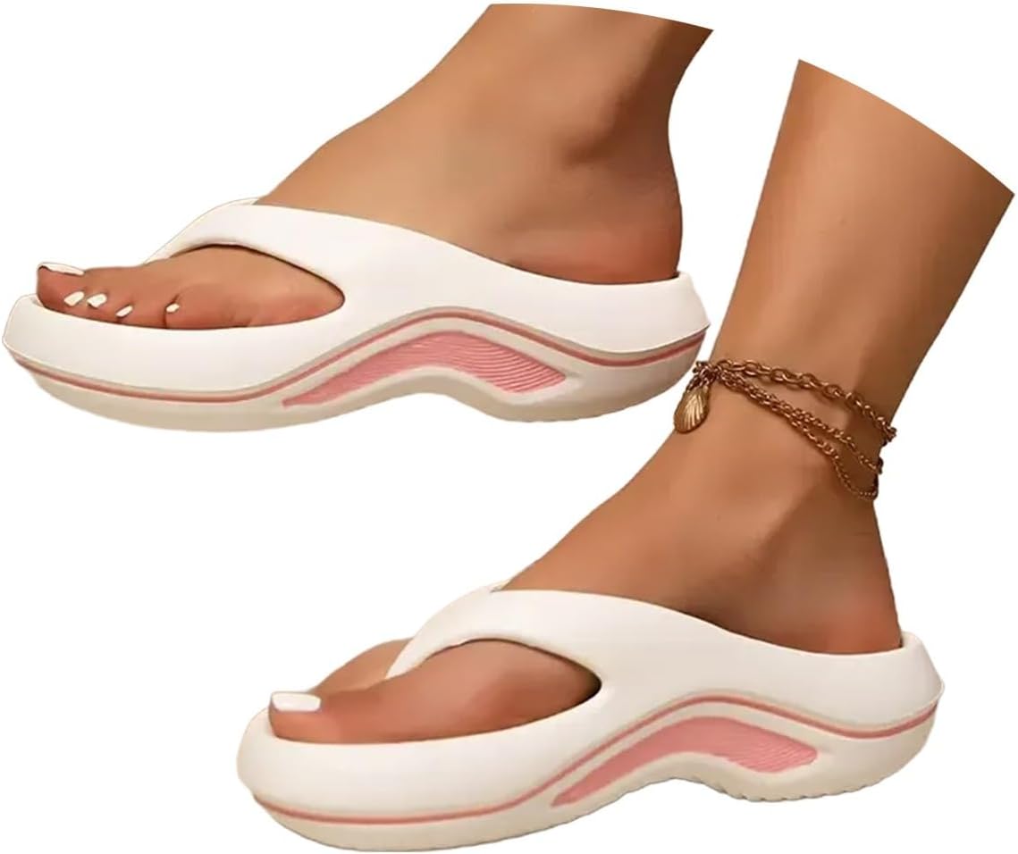 Womens Orthopedic Flip Flops with Arch Support Plantar Fasciitis Walking Platform Recovery Sandals Ladies Corrective Sports Sandal Open Toe Thick Cushion Indoor Outdoor for Summer