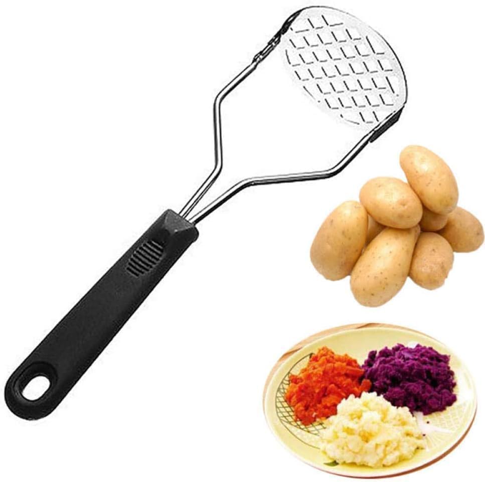 Potato Mashers Stainless Steel Heavy Duty with Non Slip Rubber Handle Free Mashing Kitchen Gadget Tool Dishwasher Safe Ideal for Smooth Mashed Potatoes Vegetables Fruits