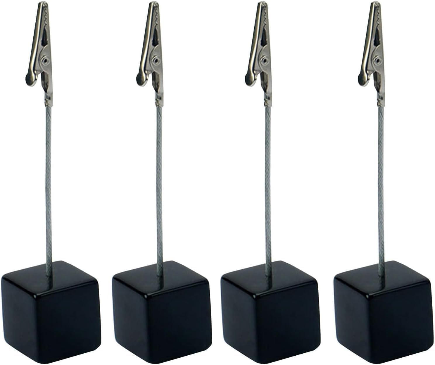 4 Pcs Black Memo Clip Holders Stand with Alligator Clasp Pictures Card Paper Note Clip for Office Home Use, Workspace Organizers Desk Accessories