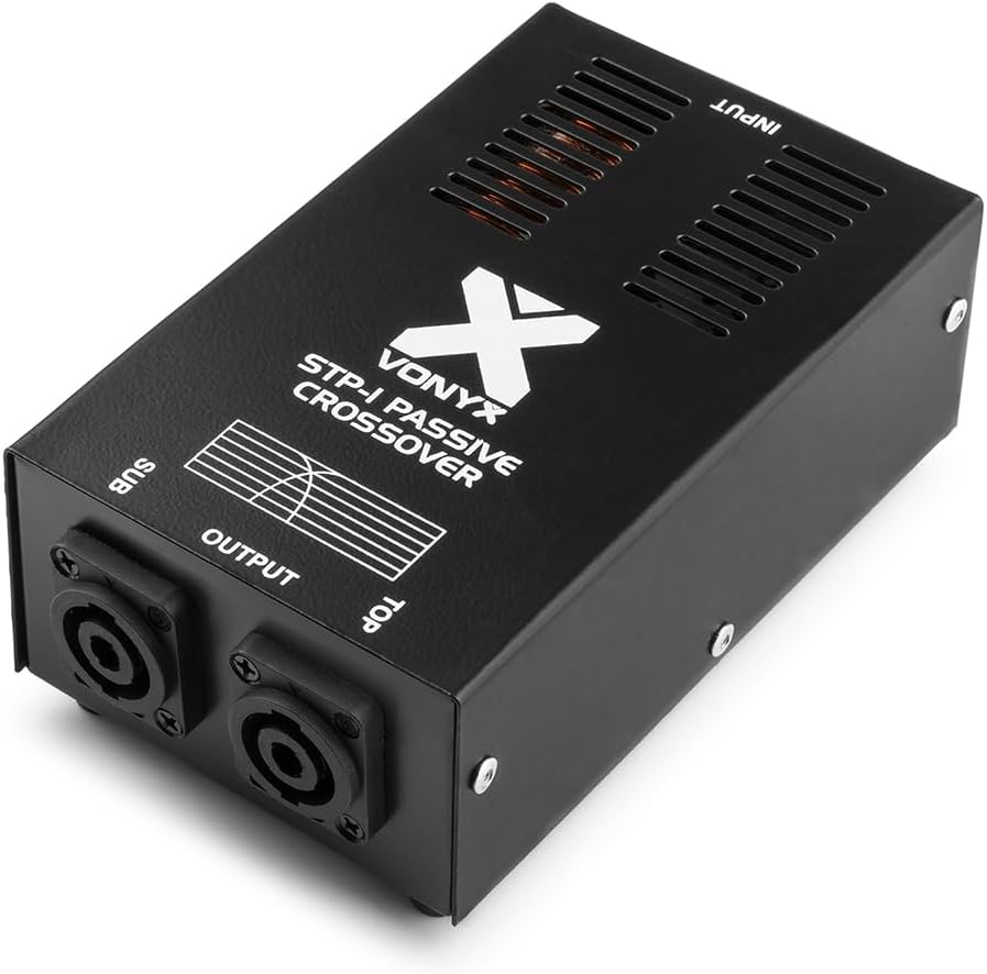 Skytec 2-Way Speaker Crossover Filter Box 1000W with High Pass & Subwoofer Outputs, NL Connectors, 180Hz Frequency, Metal Housing for DJ PA Sound Systems
