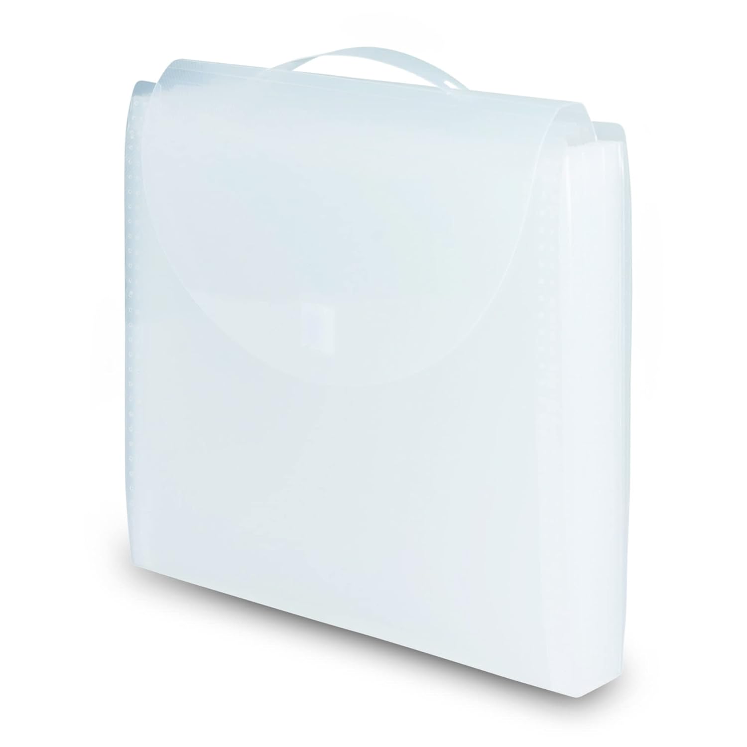 Samsill Expandable Paper Storage Organizer, 12 Pockets with Tabs, Holds 12x12 Inch Scrapbook, Vinyl Paper, Clear, Secure Flap Closure, Retractable Handle