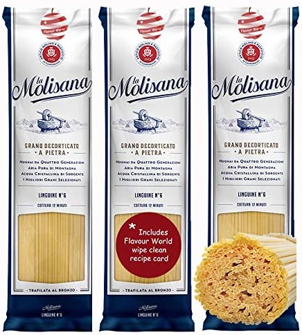 La Molisana Linguine N6 Dried Pasta 1.5kg (3 x 500g) with wipe clean recipe card