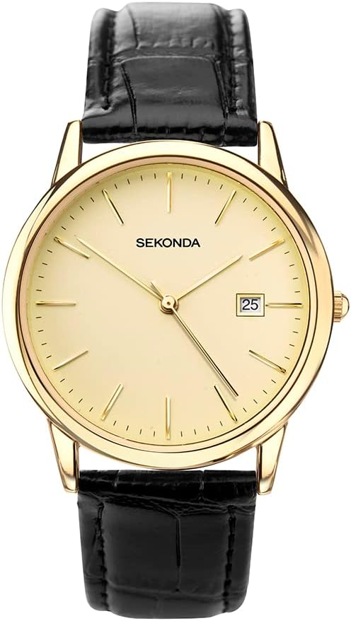 Sekonda Men's Classic 37mm Quartz Watch with Date Window and Leather Strap