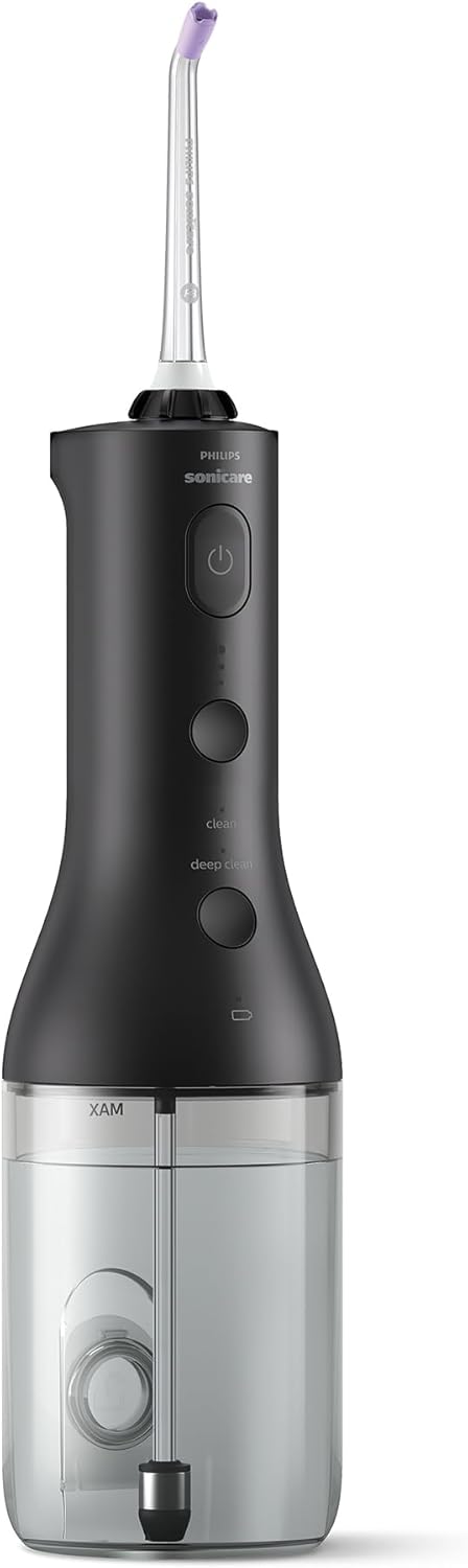 Philips Sonicare Cordless Power Flosser 3000 Oral Irrigator - Water Flosser for Teeth, Gums and Dental Care, Black (Model HX3826/33)