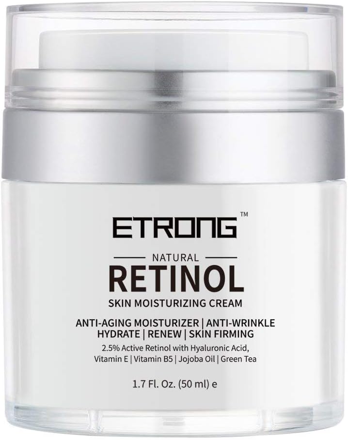 Retinol Moisturizer Cream,ETRONG Anti-aging Wrinkle Night/Day Cream for Face and Eye with 2.5% Retinol,Hyaluronic,Vitamin E and Jojoba Oil