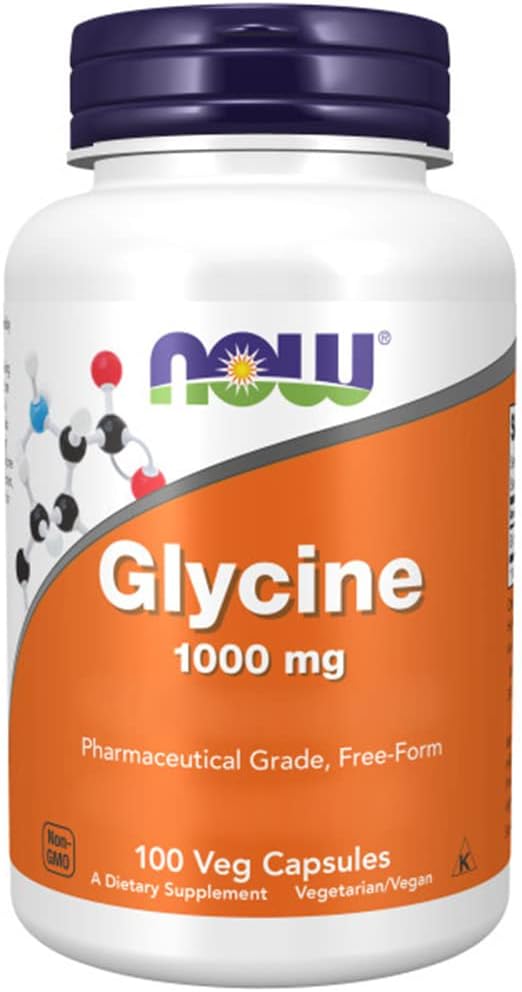 Now Foods, Glycine, 1000mg, 100 Vegan Capsules, Amino Acid, Gluten Free, Vegetarian, Soy Free, Non GMO