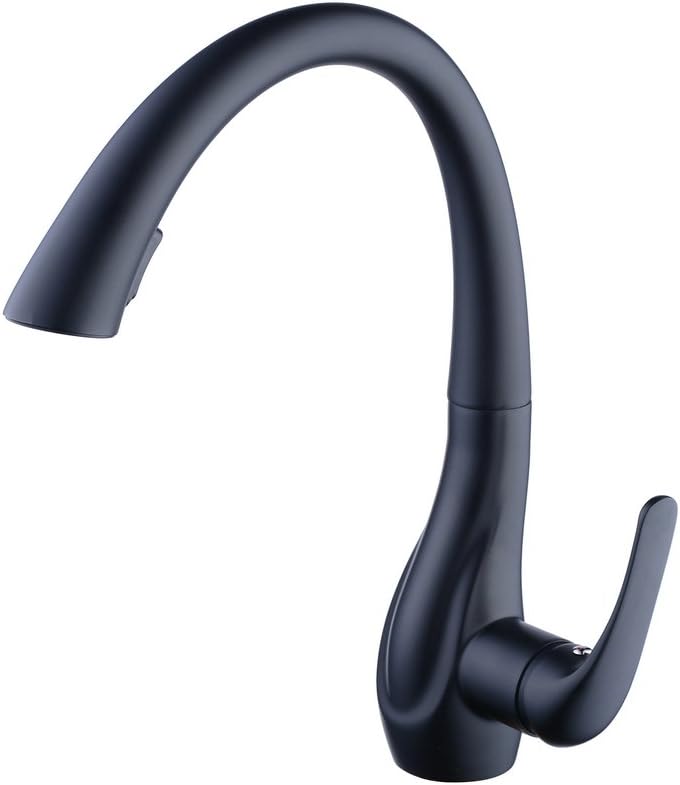 Beelee BL1749B Professional Single Lever Painting Black Pull Out Sprayer Kitchen Taps, Commercial Deck Mounted Kitchen Pull Down Taps