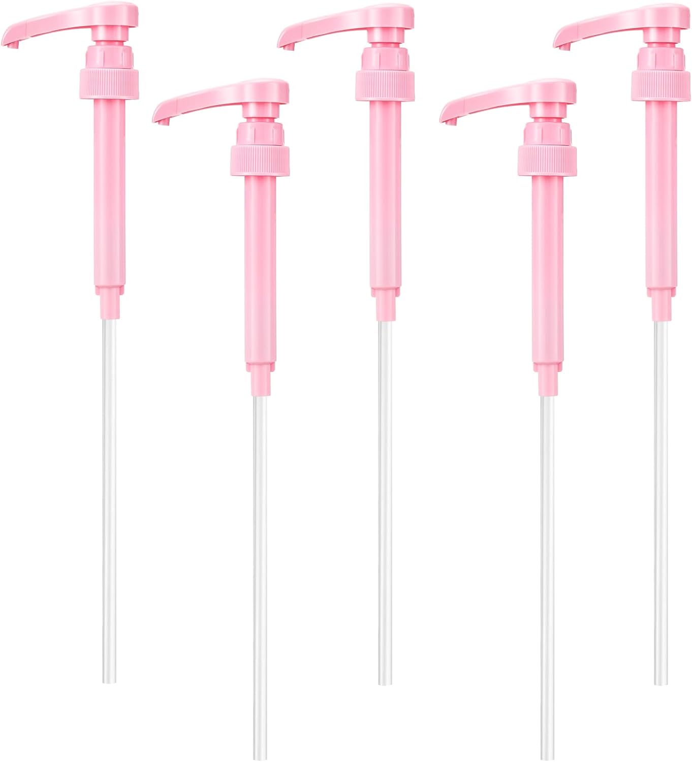 Patelai 5 Pcs Syrup Pump, Flavor Syrup Pump Dispenser Replacement Fits 750ml-1l Bottles for Coffee, Flavorings(Pink)