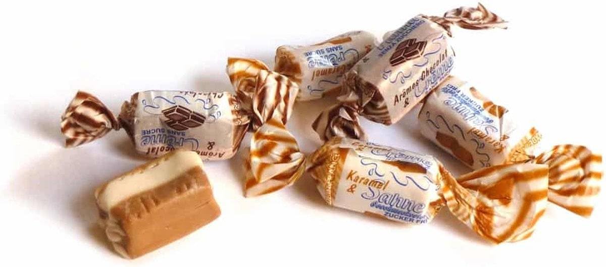 Andy Anand Sugar Free Cream Taffy Toffee Trio of Caramel, Chocolate & Coffee, Diabetic Friendly Crafted in Europe, Mouthwatering Experience that Defies The Typical Taste - Pack of 2 (66 Pcs 7 Oz)