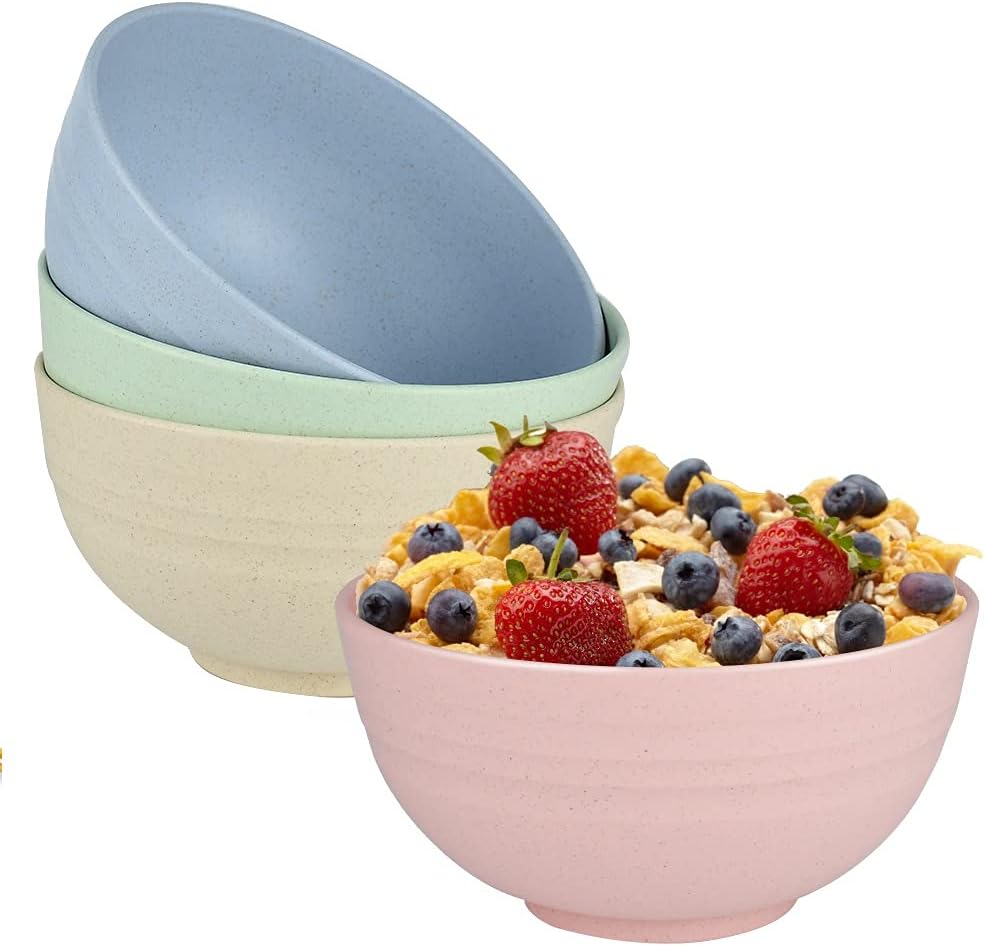 Maidyna Cereal Bowls Unbreakable, Set of 4 Large Soup Bowls for Adults & Kids Safe for Dishwasher & Microwave, Eco-Friendly Reusable