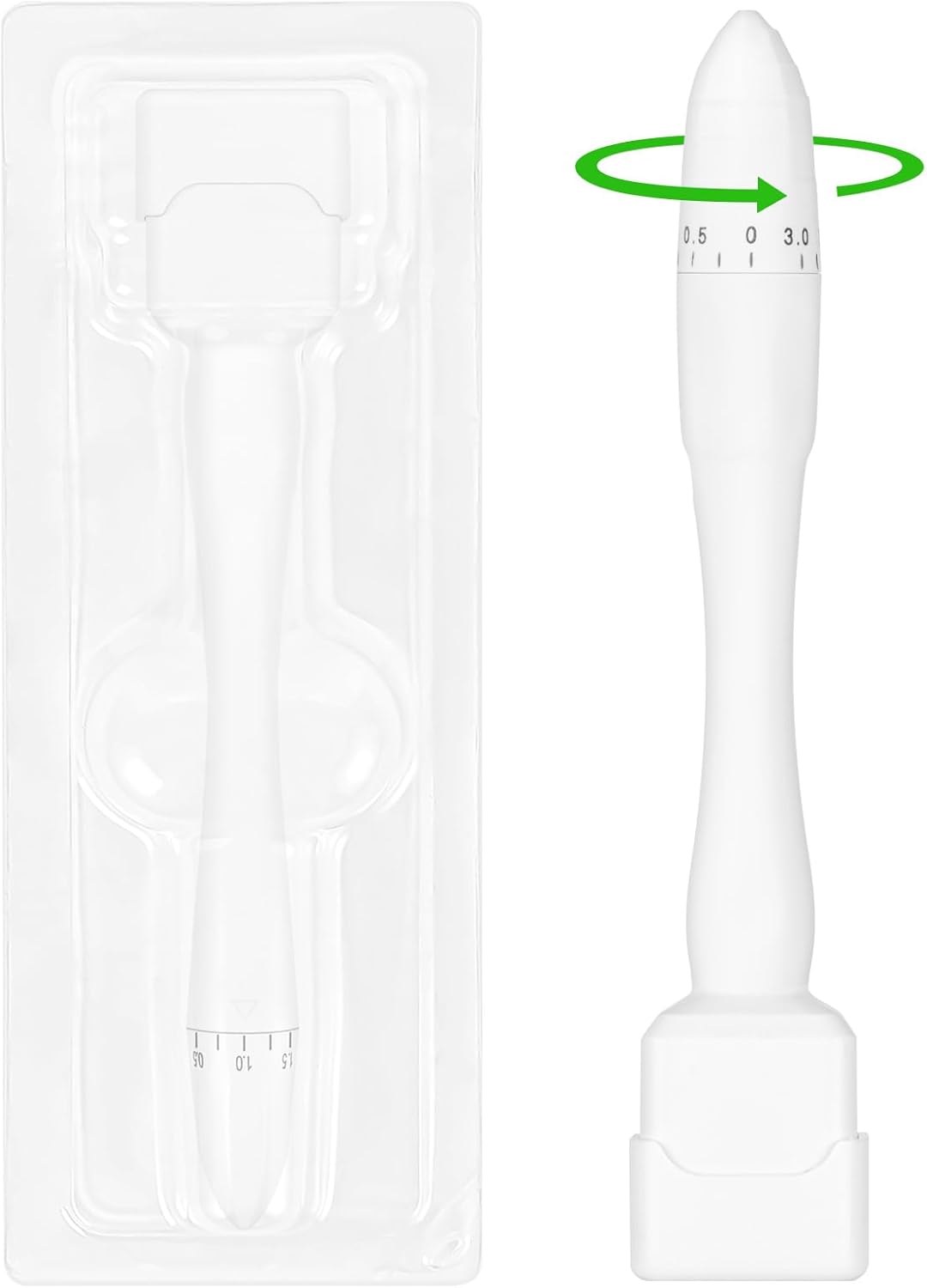 LOPHE Microneedle Derma Roller Stamp Pen 0-3MM Adjustable Needles for Women & Men, Professional Microneedling Stamp, Derma Manual Pen for Face Body Hair Beard Growth, Skin Care, Home Micro Needling