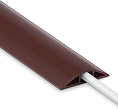 4FT Cord Cover Floor, Brown Cord Hider Floor, Extension Cable Cover Power Cord Protector Floor, Cable Management Hide Cords on Floor- Soft PVC Wire Covers - Cord Cavity: 0.47" (W) x 0.24" (H)