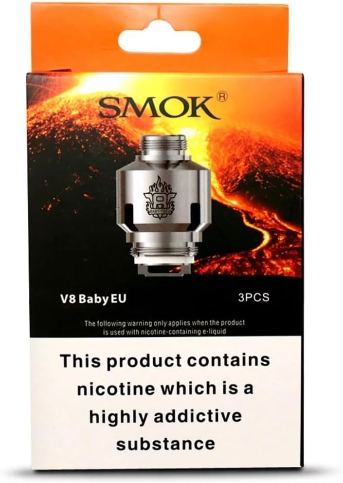 SMOK TFV8 Big Baby EU CORE Q2 0.4ohm Coils - Dual Coil, Enhanced Flavor, Compatible with TFV8 Big Baby Tanks (Pack of 3) No Nicotine